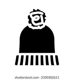 hat knitting wool glyph icon vector. hat knitting wool sign. isolated symbol illustration