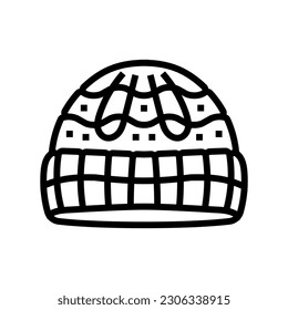 hat knitting wool line icon vector. hat knitting wool sign. isolated contour symbol black illustration