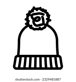 hat knitting wool line icon vector. hat knitting wool sign. isolated contour symbol black illustration