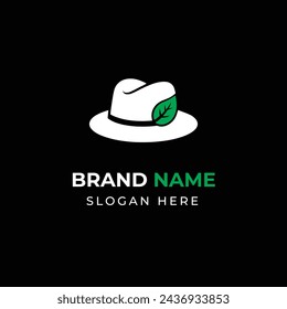 Hat leaf logo concept. Simple modern hat leaf logo
