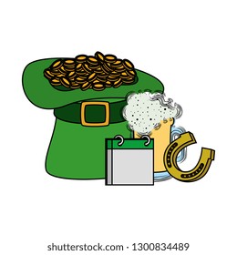 hat leprechaun with beer and horseshoe