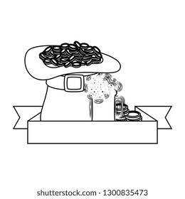 hat leprechaun with coins and beer
