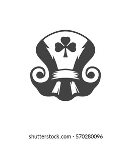 Hat Leprechaun Isolated on white background vector icon in retro style. Can be used for logo or badge.