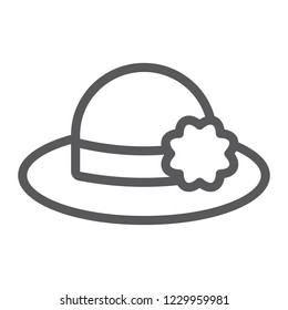 Hat line icon, clothing and fashion, womans hat sign, vector graphics, a linear pattern on a white background, eps 10.