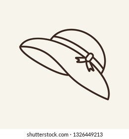 Hat line icon. Summer, bow, headwear. Vacation concept. Can be used for topics like season, fashion, accessory
