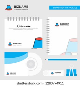 Hat Logo, Calendar Template, CD Cover, Diary and USB Brand Stationary Package Design Vector Template