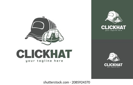 Hat logo design with mouse click. vector