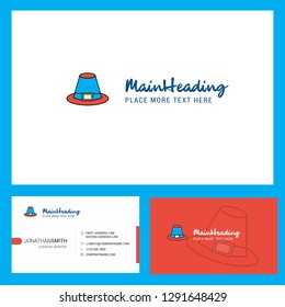 Hat Logo design with Tagline & Front and Back Busienss Card Template. Vector Creative Design
