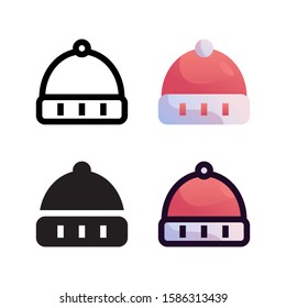 Hat logo icon design in four style. Line, Glyph, Flat Gradient and Color Line style