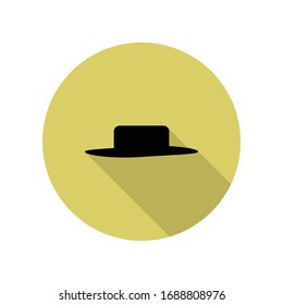 hat long shadow icon. Simple glyph, flat vector of web icons for ui and ux, website or mobile application