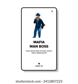 Ese hombre mafioso vector. detective gángster, traje cigar, gentil vintage que mafia jefe web plana ilustración de caricatura