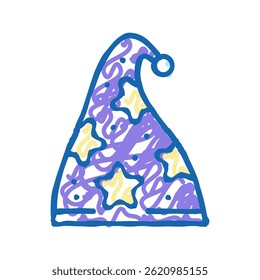 Vector mágico del bosquejo del icono del doodle del sombrero. Signo mágico del sombrero