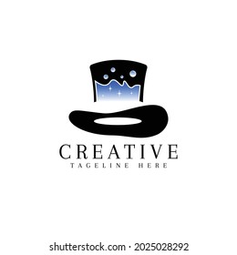 logotipo mágico de sombrero con estilo moderno 