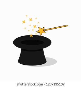 Hat Magic Wand Gold Magician Star Stock Vector (Royalty Free ...