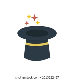 hat magician icon flat magic show