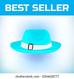 Hat men's or vintage old hat with fields, made of felt wool or leather with an iron buckle. Vector illustration. For a masquerade, or historical attribute of a costume.