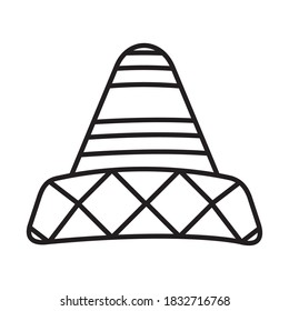 hat with mexican design over white background, line style, vector illustration