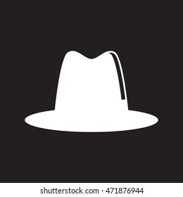 Hat monochrome vector illustration in black background