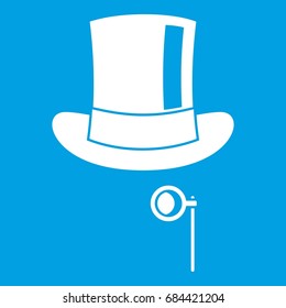 Hat with monocle icon white