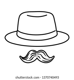 hat and moustache black and white