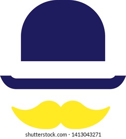 Hat and moustache geometric illustration isolated on background