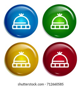 Hat multi color gradient glossy badge icon set. Realistic shiny badge icon or logo mockup