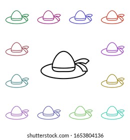 Icono de estilo multicolor de Hat. Línea delgada simple, contorno vectorial de iconos de verano para ui y ux, sitio web o aplicación móvil