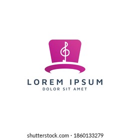 hat and music negative space logo design