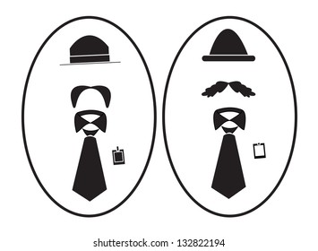 hat mustache and bow tie