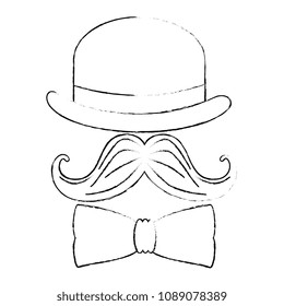 hat with mustache and bowtie