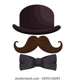 hat with mustache and bowtie