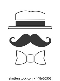hat mustache and bowtie icon