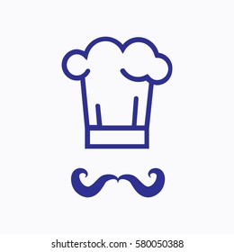 Hat and Mustache Chef Icon Silhouette. Graphic Vector illustration Style is Flat 
