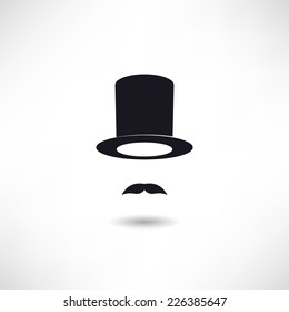 Hat and mustache icon