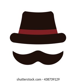Hat and mustache icon. Hipster style concept, vector graphic 