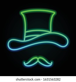 Hat and mustache icon in nolan neon colorful style. Simple thin line, outline vector of saint patrick's day for ui and ux, website or mobile application