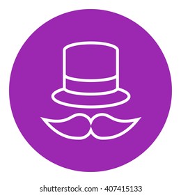 Hat and mustache line icon.