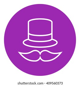 Hat and mustache line icon.