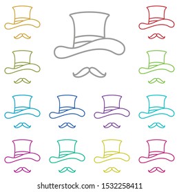 Hat and mustache multi color icon. Simple glyph, flat vector of saint patricks day icons for ui and ux, website or mobile application