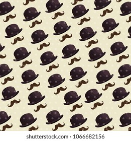 hat and mustache pattern background