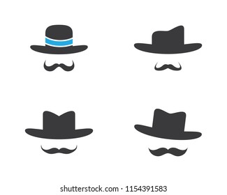Hat with mustache symbol illustration