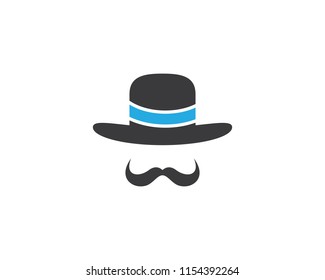 Hat with mustache symbol illustration