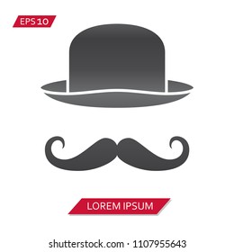 hat mustache vector icon symbol