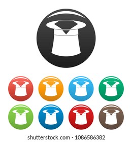 Hat with napkin icon. Simple illustration of hat with napkin vector icons set color isolated on white