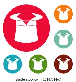 Hat with napkin icons circle set vector isolated on white background