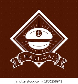 hat nautical emblem blue icon