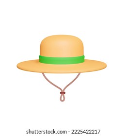 Hat with neck cord 3d icon. Isolated object on transparent background