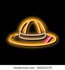 Hat neon light sign vector. Glowing bright icon Hat sign. transparent symbol illustration