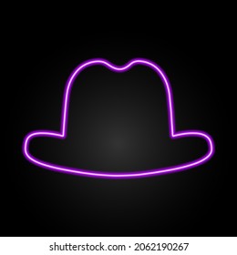 Hat neon sign, modern glowing banner design, colorful trend of modern design on black background. Vector illustration.