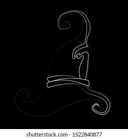 Witch’s hat on black background. Vector illustration.
